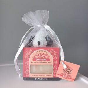 Plantlife Aromatherapy Candy Cane Soap Cotton Scrubby 4.5oz Vegan Olive Coconut
